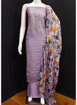 Roman Silk Lilac Traditional Wear Printed Dress Material